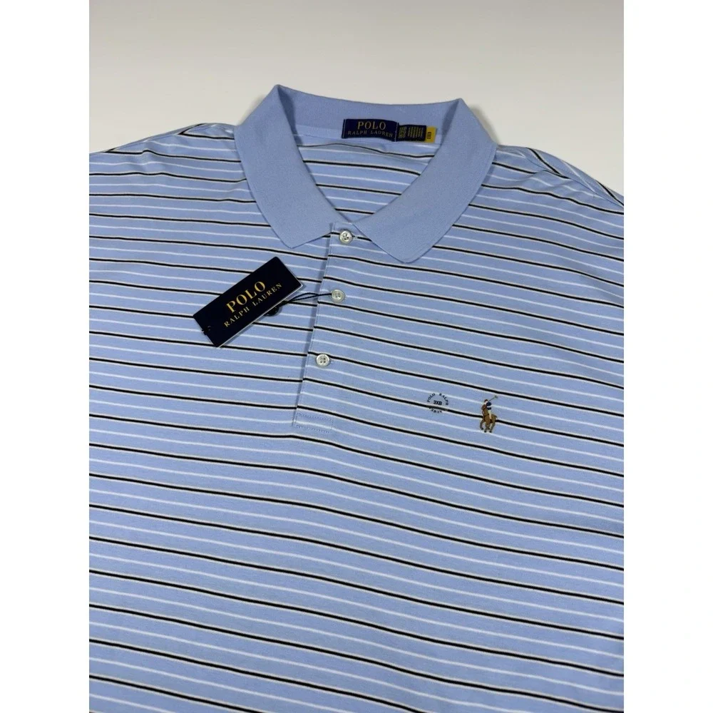 Polo Ralph Lauren Men's 3XB Polo Shirt Blue Short Sleeve Classic Fit Striped